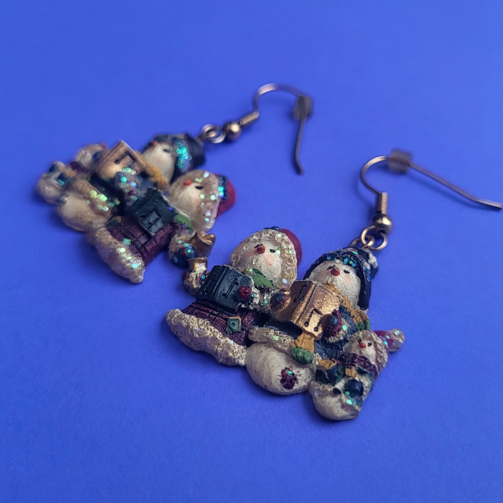 Christmas Caroling Snowmen Family Earrings